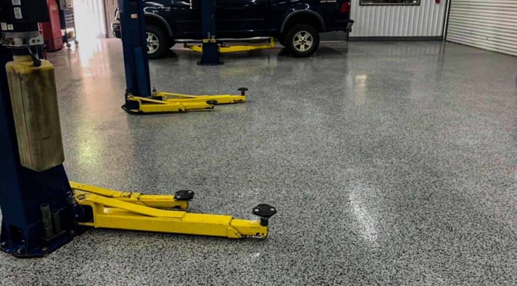 California Gray Epoxy Floor in Professional Auto Shop