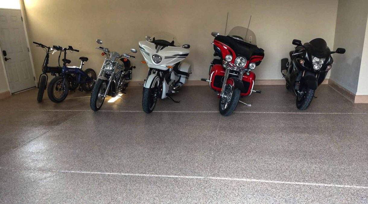 California Gray motorcycle garage installation